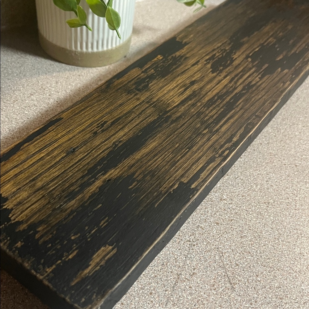 Distressed Wooden Riser Rustic Farmhouse Tray Handcrafted Decor Distressed Black - Picture 6 of 9